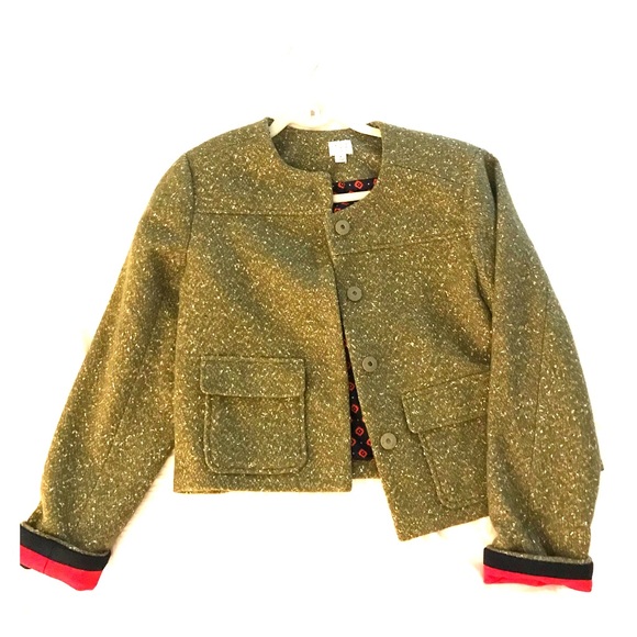Target A New Day cropped Army Green tweed blazer - Picture 1 of 2